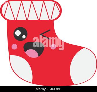 Kawaii-Weihnachts-Strumpf-Symbol Stock Vektor