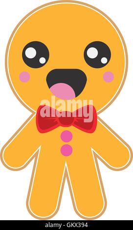 Kawaii-Lebkuchen-Cookie-Symbol Stock Vektor