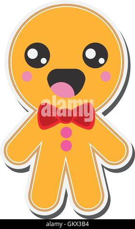Kawaii-Lebkuchen-Cookie-Symbol Stock Vektor