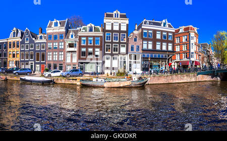 schönen romantischen Grachten von Amsterdam. Holland Stockfoto