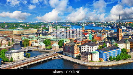 Panorama von Stockholm, Schweden. Blick auf die Altstadt Gamla Stan Stadt Stockfoto