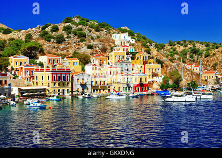 bunte kleine Insel Symi, Dodekanes, Griechenland Stockfoto