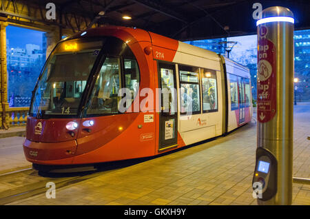 Light Rail Train Ankunft am Hauptbahnhof - Sydney, New South Wales, Australien Stockfoto