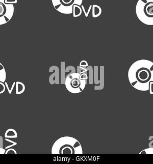DVD-Symbol Zeichen. Nahtlose Muster auf einem grauen Hintergrund. Vektor Stock Vektor
