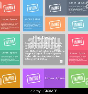 Barcode-Symbol Zeichen. Reihe von bunten Tasten mit Platz für Text. Vektor Stock Vektor