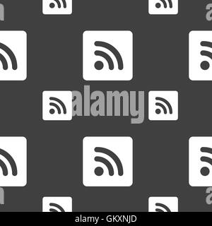 RSS-feed Symbol Zeichen. Nahtlose Muster auf einem grauen Hintergrund. Vektor Stock Vektor
