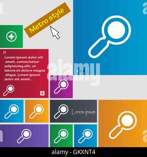 Lupe, Zoom Symbol Zeichen. Schaltflächen. Moderne Oberfläche Webseite mit Cursor Cursor Tasten. Vektor Stock Vektor
