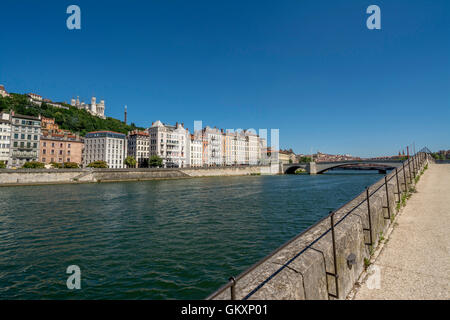 Lyon. Saone und Bonaparte Brücke. Rhone-Abteilung. Rhone-Alpes. Frankreich Stockfoto