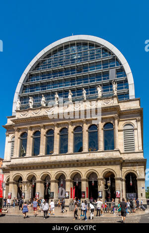 Lyon 1e ARR. Oper von Lyon neu gestaltet vom Architekten Jean Nouvel. Rhone-Abteilung. Rhone-Alpes. Frankreich. Europa Stockfoto