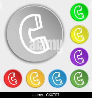 Hörer-Symbol Zeichen. Symbol auf acht flache Schaltflächen. Vektor Stock Vektor