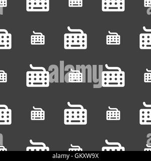 Tastatur-Symbol Zeichen. Nahtlose Muster auf einem grauen Hintergrund. Vektor Stock Vektor