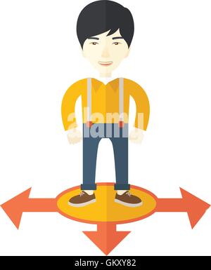 Geschäftsmann, stehend auf drei Pfeile. Stock Vektor