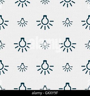 Glühbirne-Symbol Zeichen. Nahtlose Muster mit geometrischen Struktur. Vektor Stock Vektor