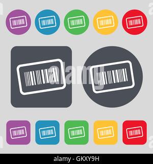 Barcode-Symbol Zeichen. Ein Satz von 12 farbige Tasten. Flaches Design. Vektor Stock Vektor