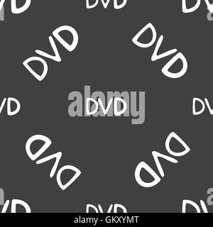DVD-Symbol Zeichen. Nahtlose Muster auf einem grauen Hintergrund. Vektor Stock Vektor