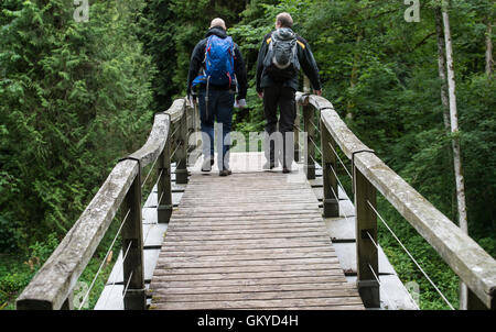 Bonndorf, Deutschland. 13. Juli 2016. Zwei Busch-Wanderer in der Wutachschlucht Natur behalten in Bonndorf, Deutschland, 13. Juli 2016. Foto: Patrick Seeger/Dpa/Alamy Live News Stockfoto