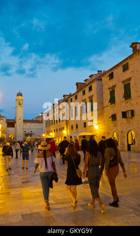 Placa oder Stradun, die Hauptstraße, Grad, der alten Stadt, Dubrovnik, Dalmatien, Kroatien Stockfoto