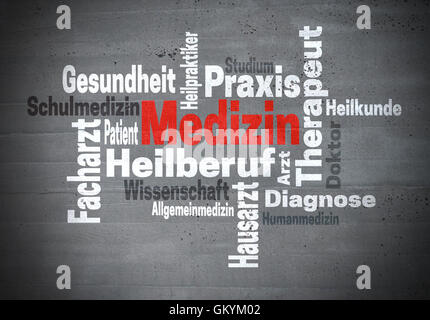 Medizin Arzt Wissenschaft (im deutschen Medizin Arzt Wissenschaft) Word Cloud-Konzept Stockfoto