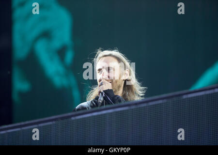 Dj david guetta Am v Festival im hylands Park, Chelmsford, Essex am Sonntag, den 21. August. Stockfoto