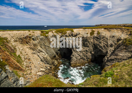 Meer Höhlen im Dungeon Provincial Park in der Nähe von Cape Bonavista, Neufundland und Labrador, Kanada. Stockfoto