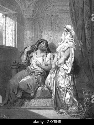 Gravur von Samson und Delilah von Gustave Doré Stockfoto