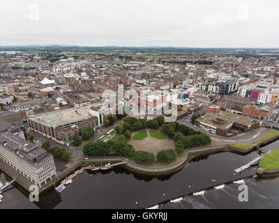 Luftbild Stadt Skyline der Stadt Limerick, Irland Stockfoto