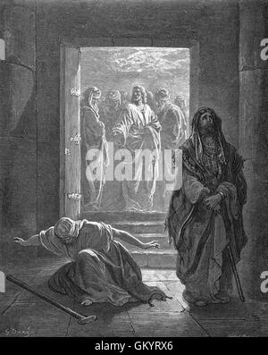 Gravur der Pharisäer und der Zöllner von Gustave Doré Stockfoto