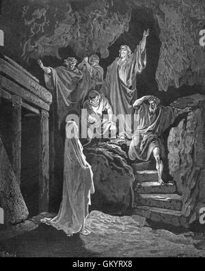 Gravur von der Auferweckung des Lazarus von Gustave Doré Stockfoto