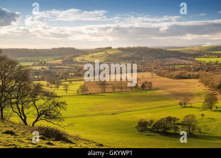 Downland Dorf unter Winterhimmel Stockfoto