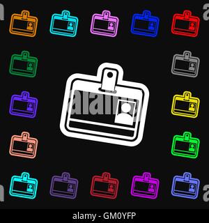 ID-Card-Symbol Zeichen. Viele bunte Symbole für Ihr Design. Vektor Stock Vektor