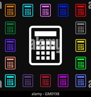 Taschenrechner-Symbol Zeichen. Viele bunte Symbole für Ihr Design. Vektor Stock Vektor