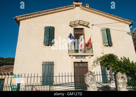 Mairie, Rathaus im Dorf von Missegre in Aude, Südfrankreich. Stockfoto