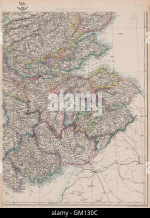 SCHOTTLAND SÜD-OST. Grenzen zentrale Edinburgh-Glasgow-Railways.WELLER, 1863-Karte Stockfoto