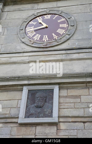 Tom Morris Plaque und Uhr, Old Course, St Andrews; Fife; Schottland; UK Stockfoto