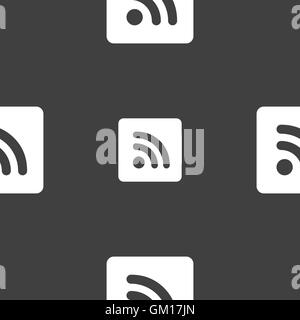 RSS-feed Symbol Zeichen. Nahtlose Muster auf einem grauen Hintergrund. Vektor Stock Vektor