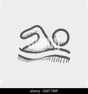 Strand-Welle schwimmen Skizzensymbol Stock Vektor