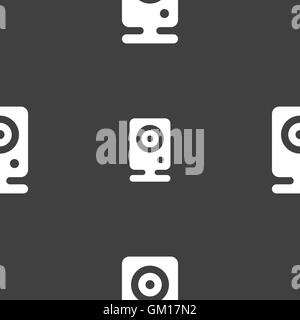 Web Cam Symbol Zeichen. Nahtlose Muster auf einem grauen Hintergrund. Vektor Stock Vektor