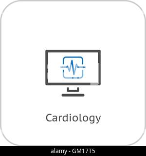 EKG und medizinische Leistungen-Symbol. Flaches Design. Stock Vektor