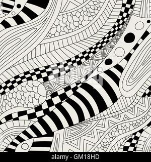 Abstrakte Zentangle doodle Wellen Musterdesign. Stock Vektor