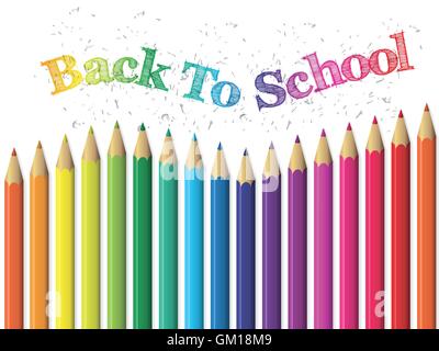 Zurück zu Schule Hintergrund mit Bleistiften und text Stock Vektor