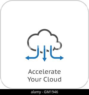 Beschleunigen Sie Ihre Cloud-Symbol. Business-Konzept. Flaches Design. Stock Vektor