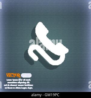 Retro-Telefon Mobilteil Symbol-Symbol auf dem blau-grünen abstrakten Hintergrund mit Schatten und Platz für Ihren Text. Vektor Stock Vektor