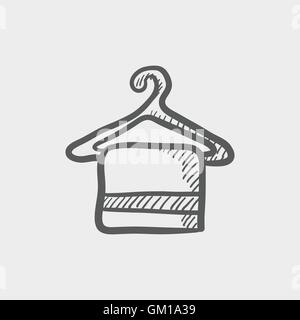 Handtuch auf Kleiderbügel Skizzensymbol Stock Vektor
