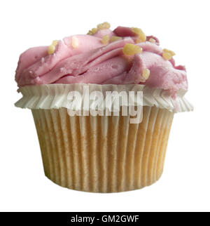 Frisch Frosted Pink Cupcake auf weißem Hintergrund Stockfoto
