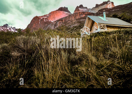 Alpenglühen Patagonien Chile Stockfoto