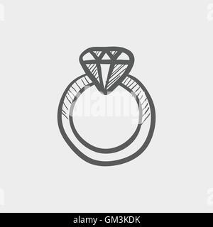 Diamant-Ring-Skizze-Symbol Stock Vektor