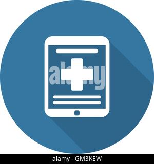 Online-medizinische Leistungen-Symbol. Flaches Design. Lange Schatten. Stock Vektor