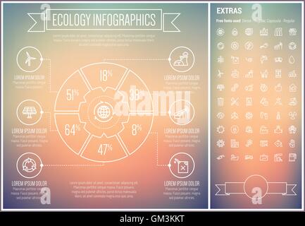 Ökologie-Line-Design-Infografik-Vorlage Stock Vektor
