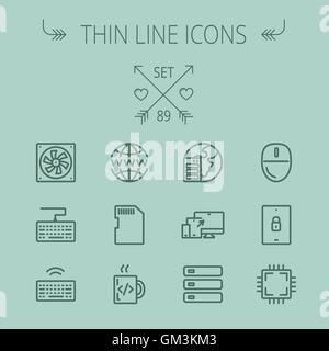 Technologie-dünne Linie-Icon-set Stock Vektor