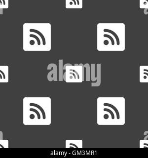 RSS-feed Symbol Zeichen. Nahtlose Muster auf einem grauen Hintergrund. Vektor Stock Vektor